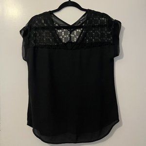 Black sheer spring summer work shirt blouse